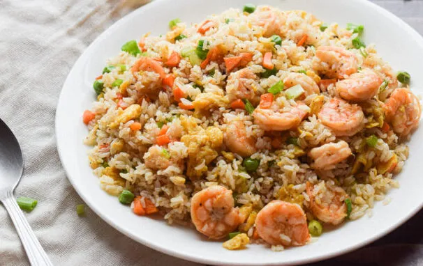 Delicious prawn fried rice at Dawat E Zaika in Edmonton, AB